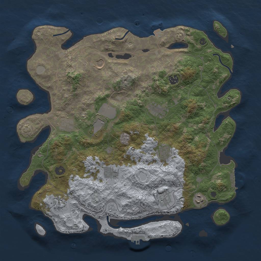 Rust Map: Procedural Map, Size: 4000, Seed: 9223, 19 Monuments