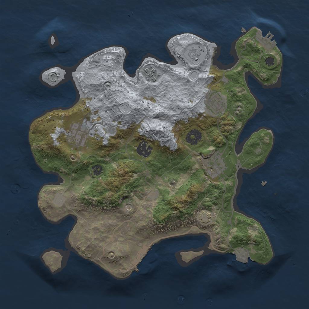 Rust Map: Procedural Map, Size: 3000, Seed: 443279498, 13 Monuments