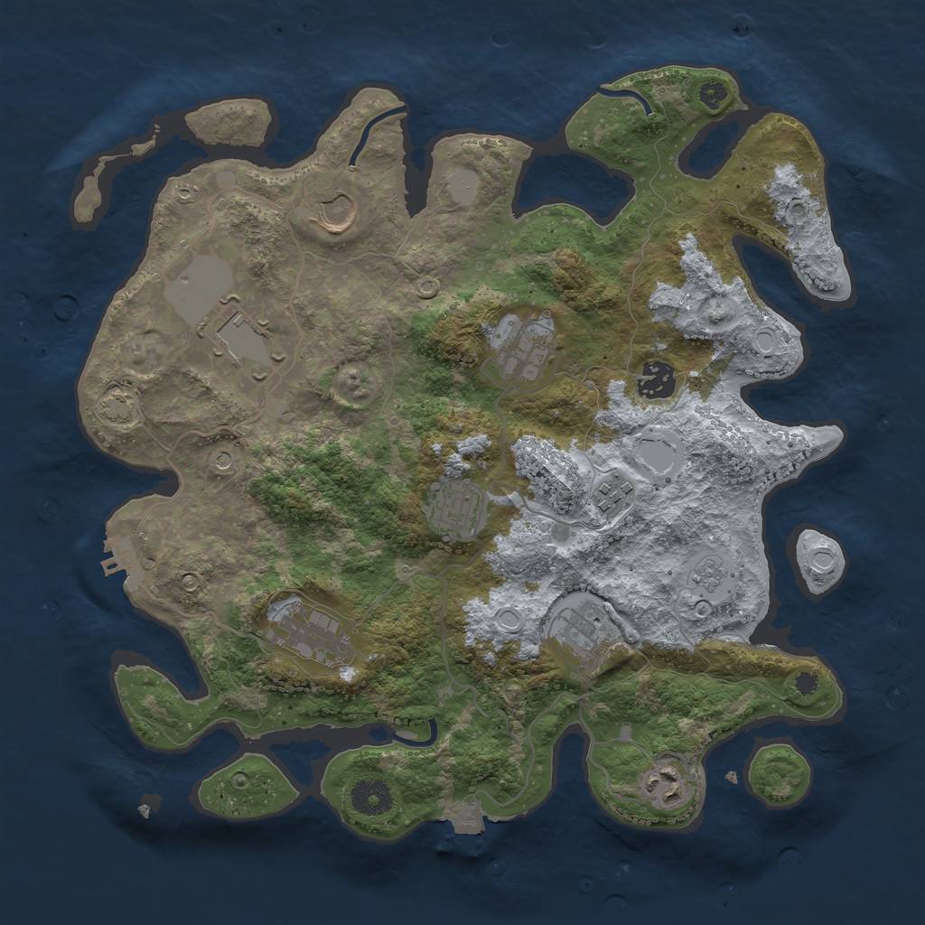 Rust Map: Procedural Map, Size: 3550, Seed: 47991106, 16 Monuments