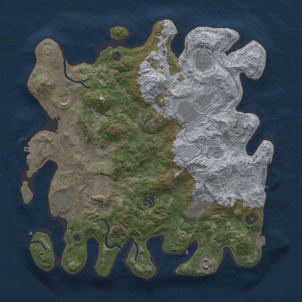 Rust Map: Procedural Map, Size: 3800, Seed: 49839189, 17 Monuments