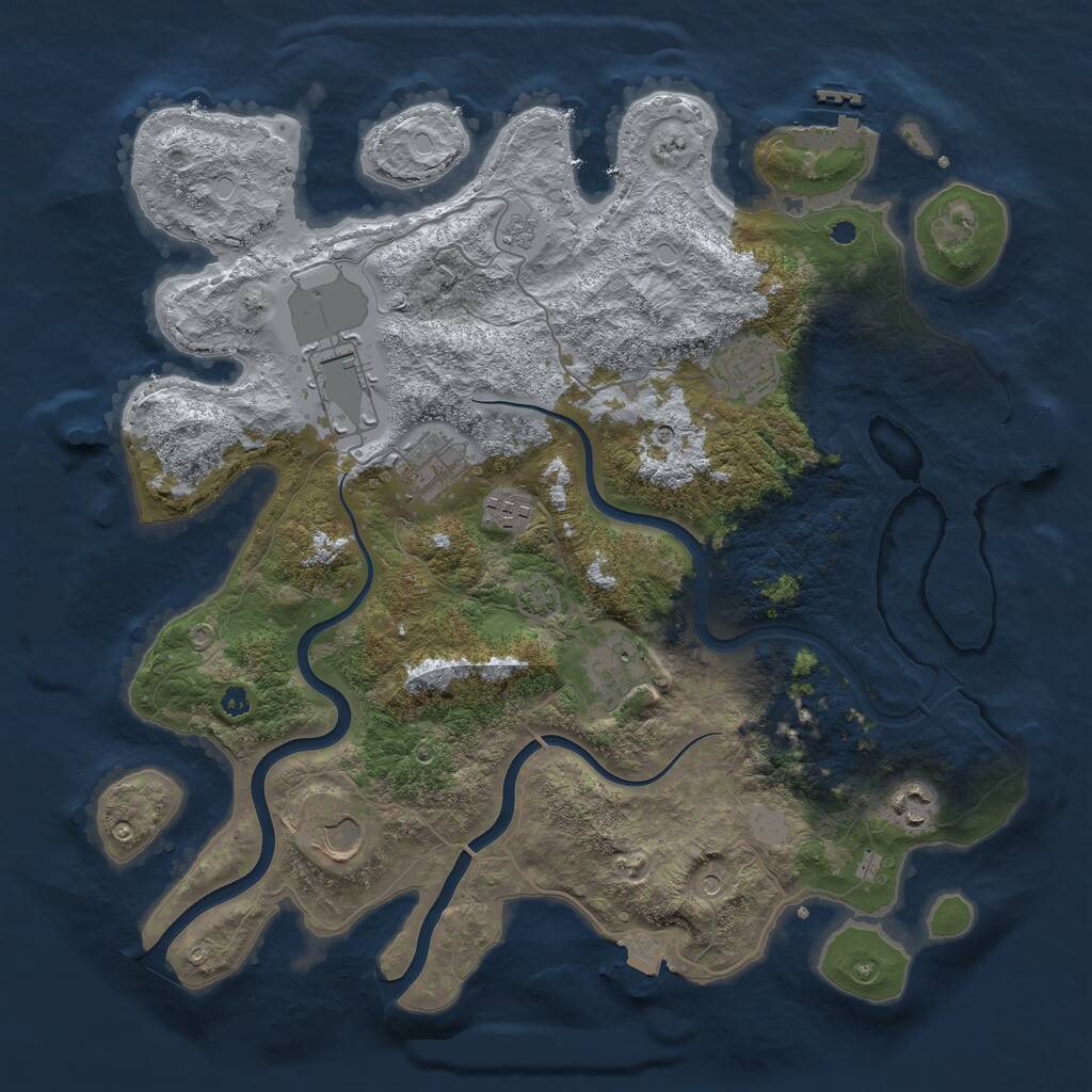 Rust Map: Procedural Map, Size: 3750, Seed: 83377468, 13 Monuments