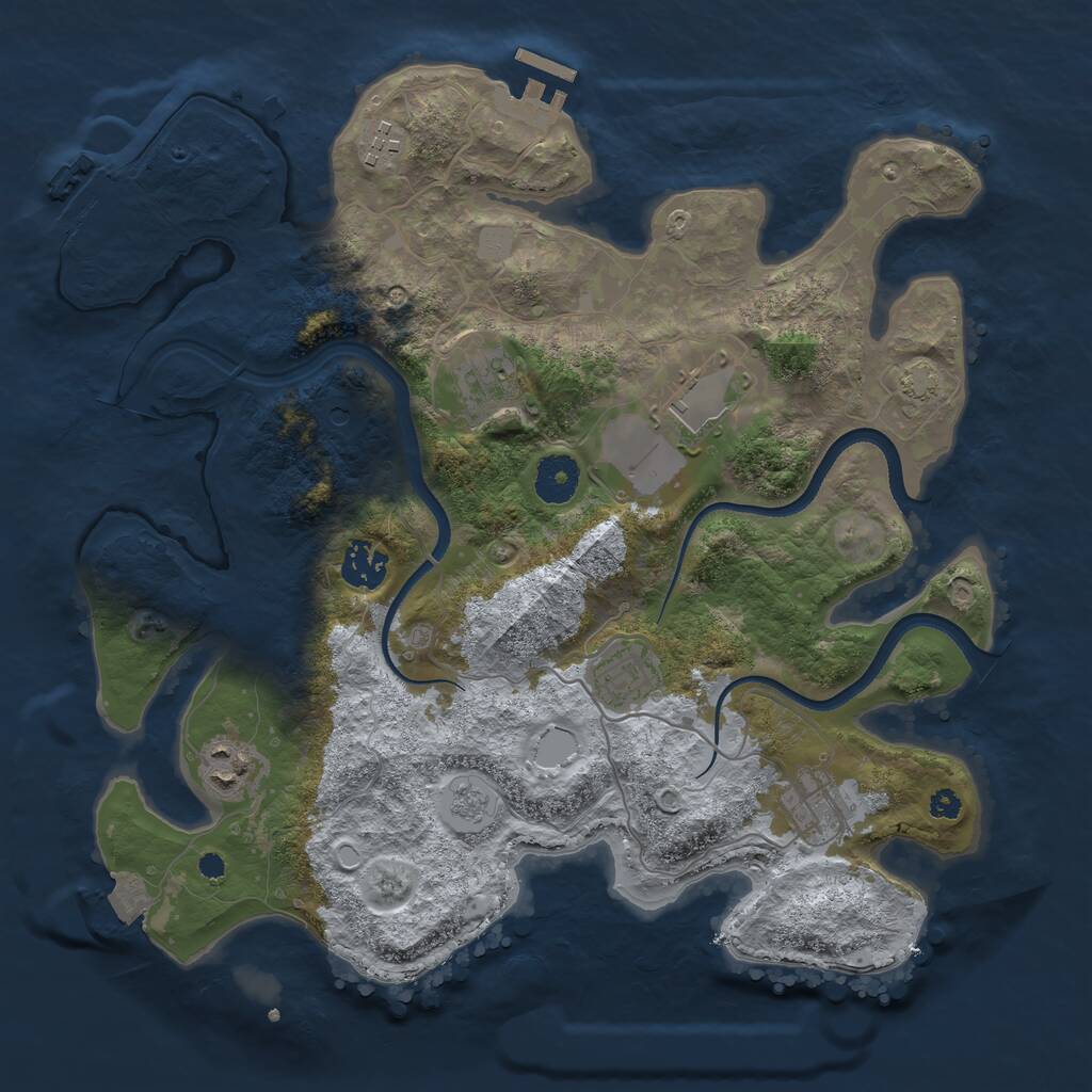 Rust Map: Procedural Map, Size: 3500, Seed: 353001, 13 Monuments