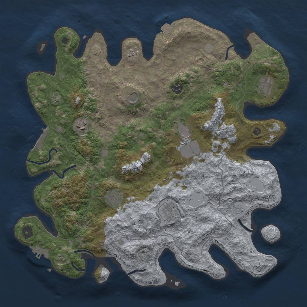 Rust Map: Procedural Map, Size: 4000, Seed: 1393837763, 16 Monuments