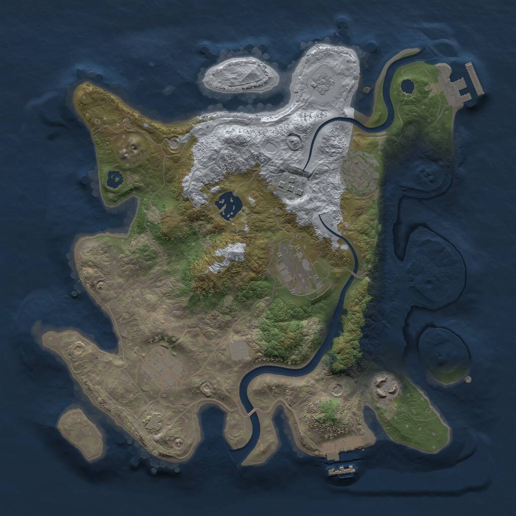 Rust Map: Procedural Map, Size: 3000, Seed: 38994, 12 Monuments