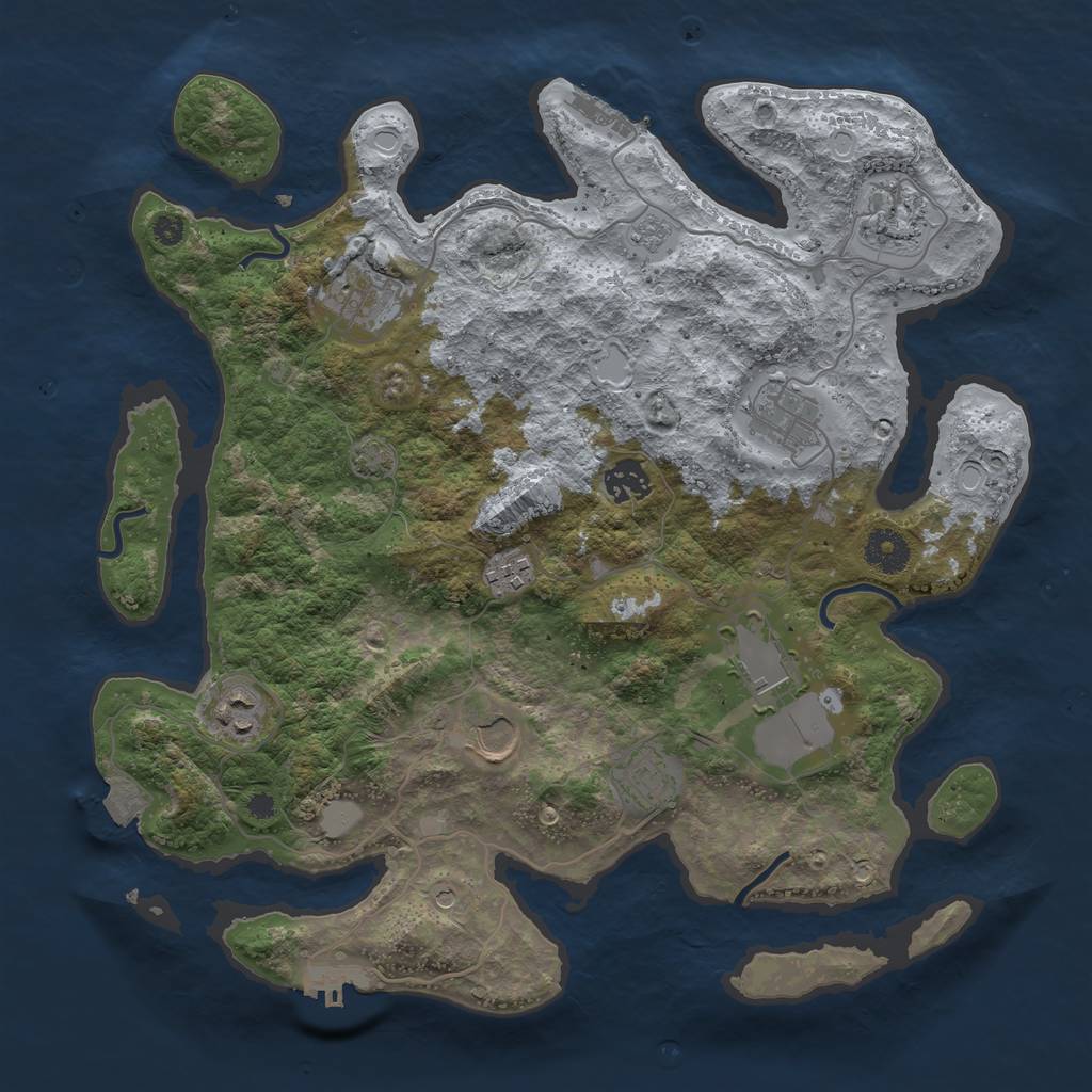 Rust Map: Procedural Map, Size: 3650, Seed: 29003340, 17 Monuments