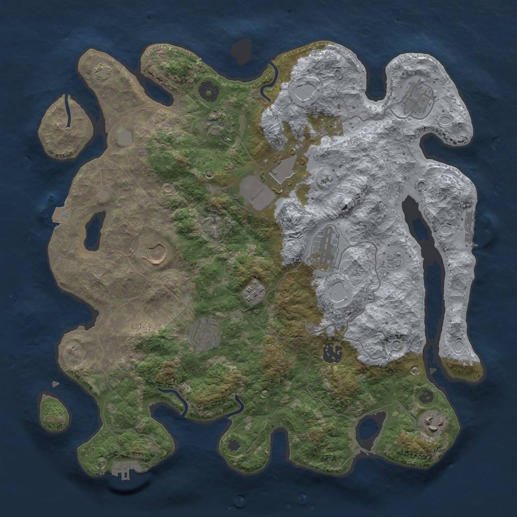 Rust Map: Procedural Map, Size: 3800, Seed: 76786019, 17 Monuments