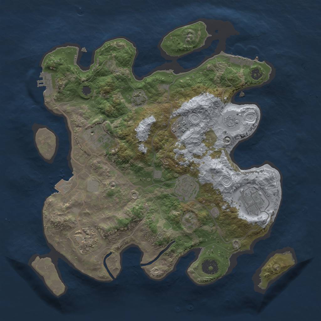 Rust Map: Procedural Map, Size: 3000, Seed: 908763915, 12 Monuments