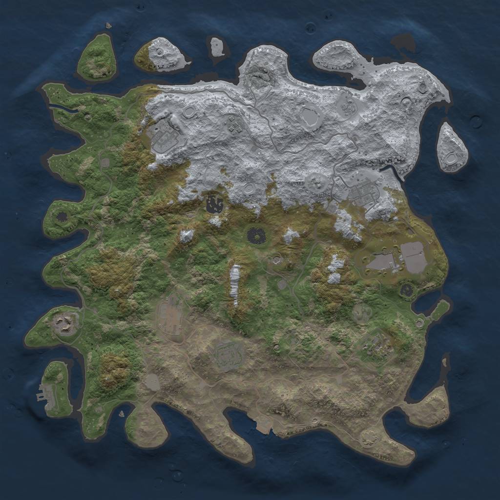 Rust Map: Procedural Map, Size: 4100, Seed: 63314079, 16 Monuments