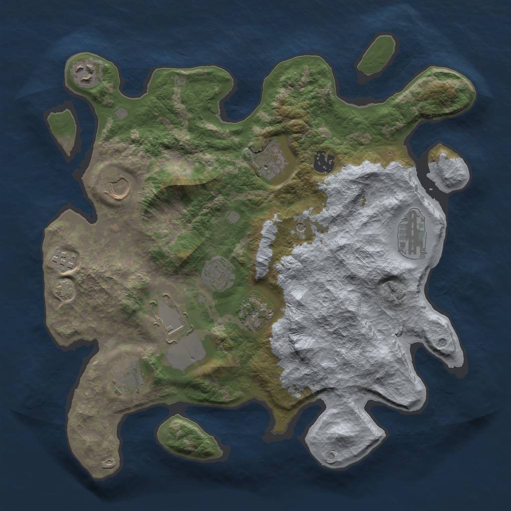 Rust Map: Barren, Size: 3500, Seed: 61433, 14 Monuments