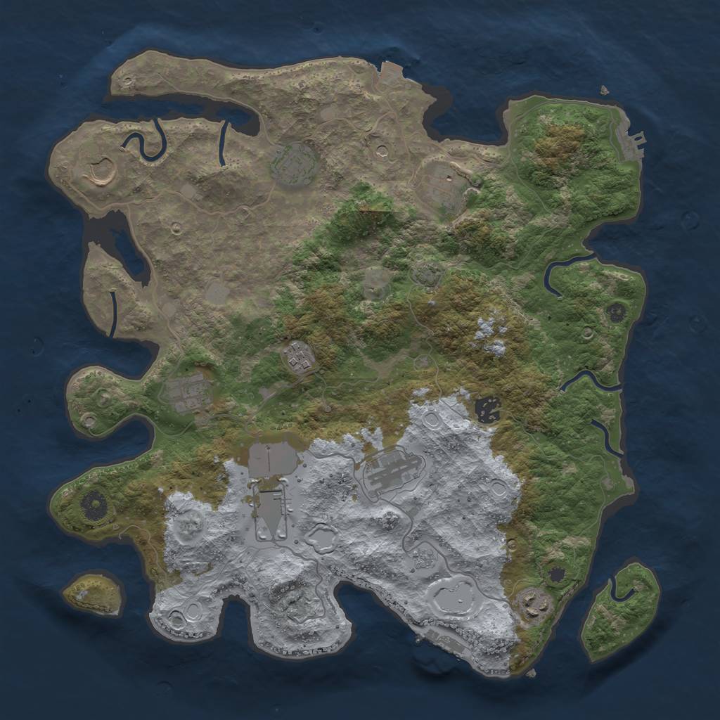 Rust Map: Procedural Map, Size: 3850, Seed: 88999650, 17 Monuments