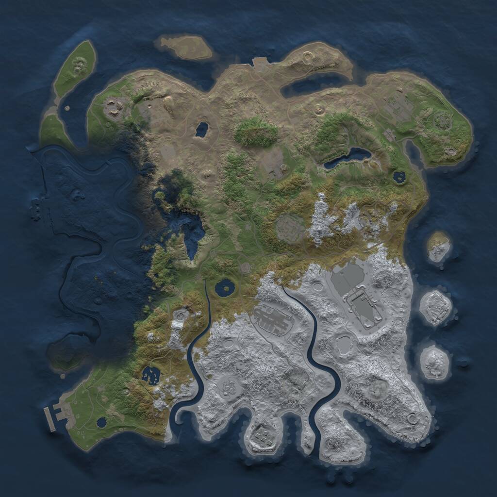 Rust Map: Procedural Map, Size: 4000, Seed: 754961, 16 Monuments
