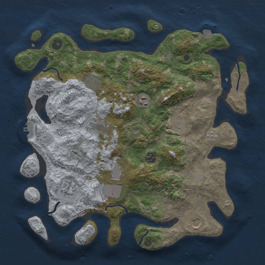 Rust Map: Procedural Map, Size: 3750, Seed: 597423695, 16 Monuments