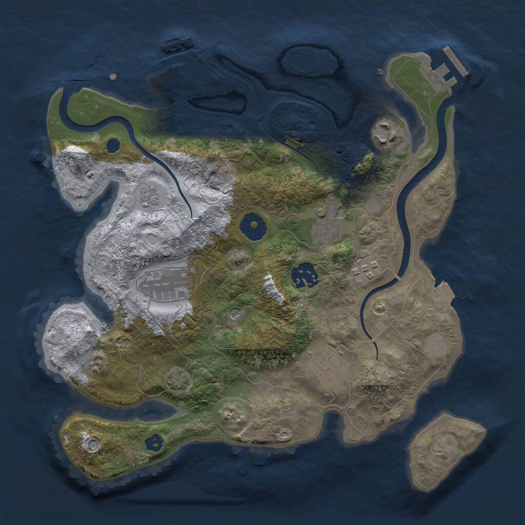 Rust Map: Procedural Map, Size: 3000, Seed: 256066575, 12 Monuments