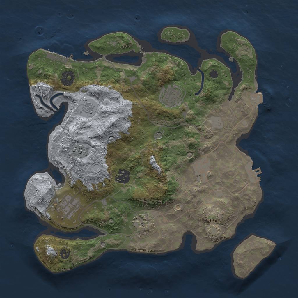Rust Map: Procedural Map, Size: 3000, Seed: 256066575, 14 Monuments