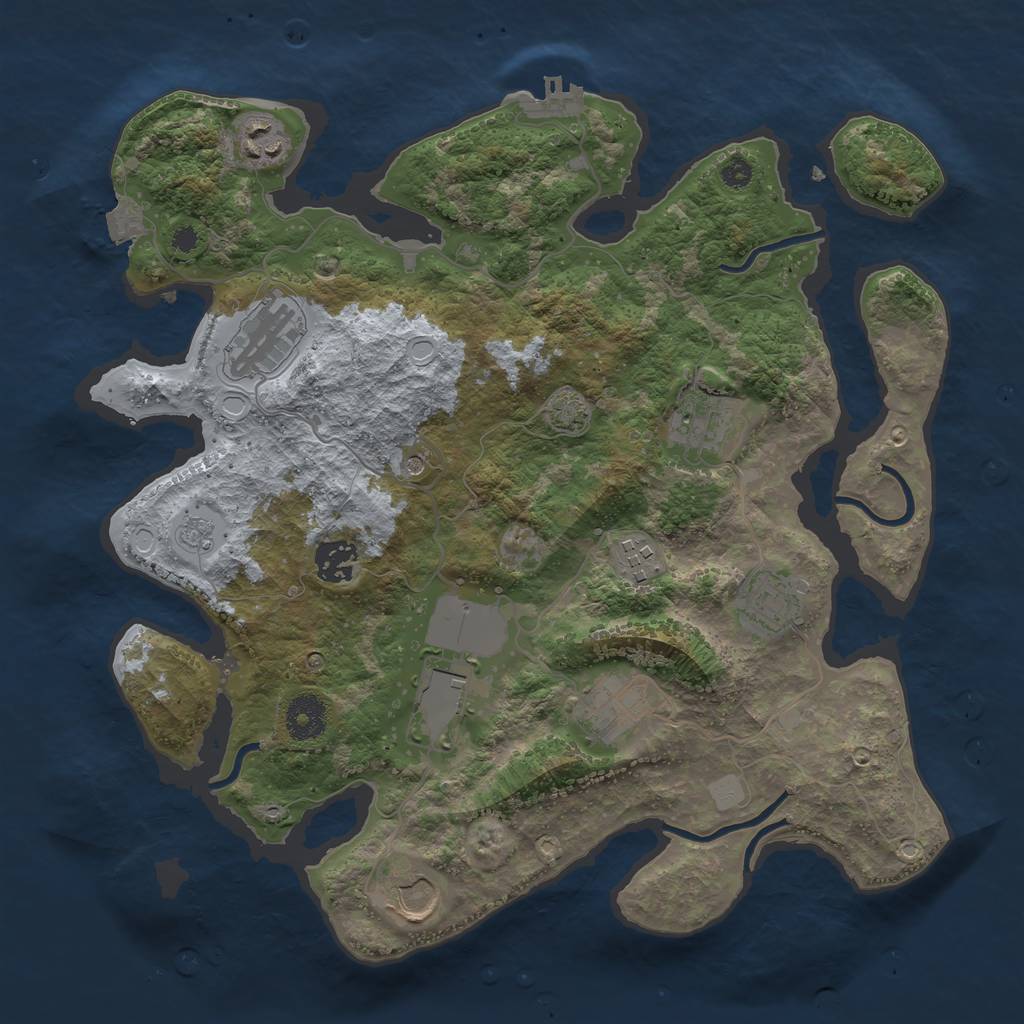 Rust Map: Procedural Map, Size: 3500, Seed: 1866361458, 16 Monuments
