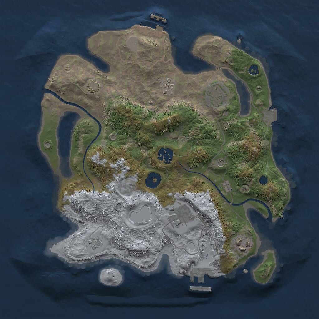Rust Map: Procedural Map, Size: 3000, Seed: 1697891423, 11 Monuments