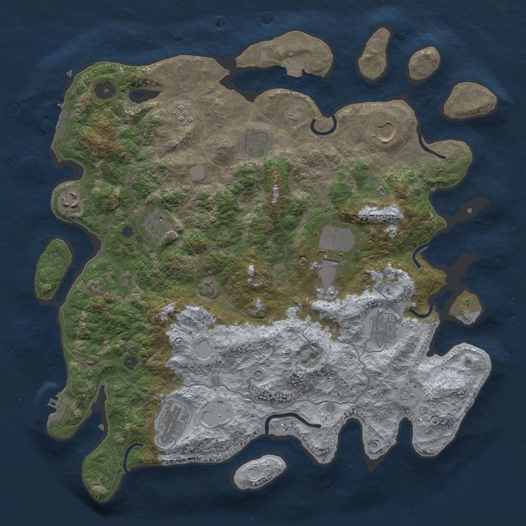 Rust Map: Procedural Map, Size: 4000, Seed: 1938804896, 16 Monuments