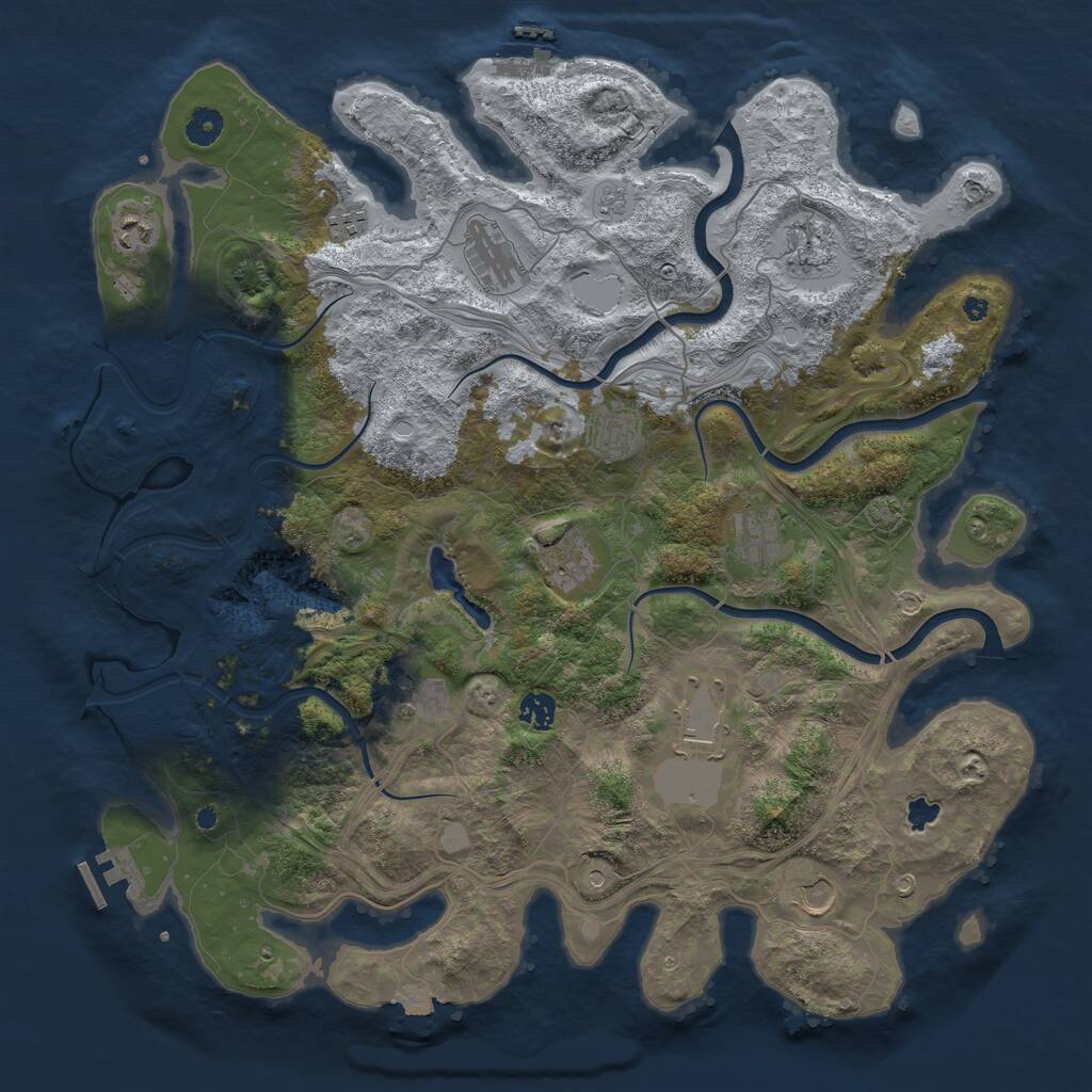 Rust Map: Procedural Map, Size: 4400, Seed: 29814090, 17 Monuments