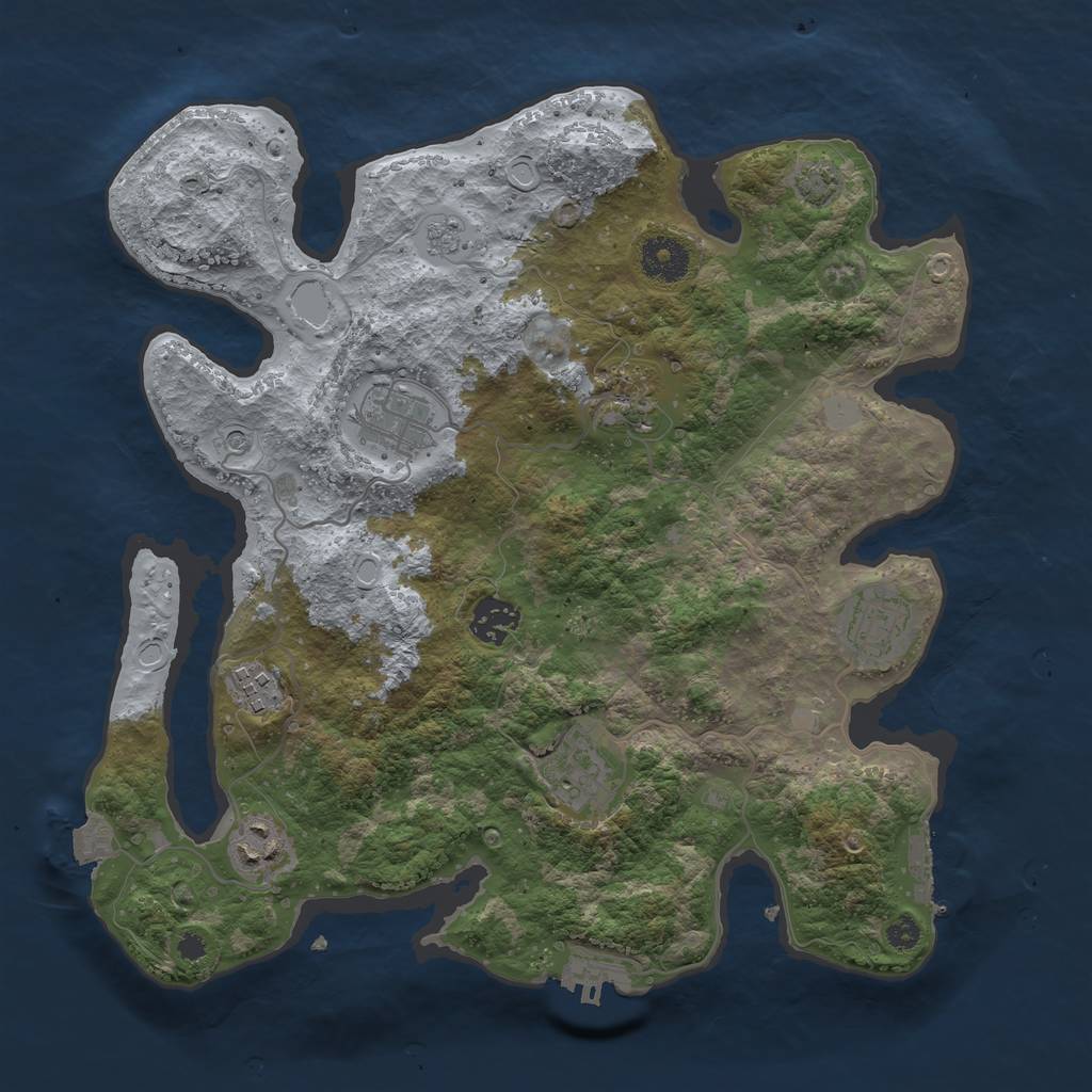 Rust Map: Procedural Map, Size: 3450, Seed: 2463234, 15 Monuments