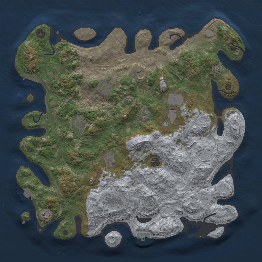 Rust Map: Procedural Map, Size: 4300, Seed: 34621694, 17 Monuments