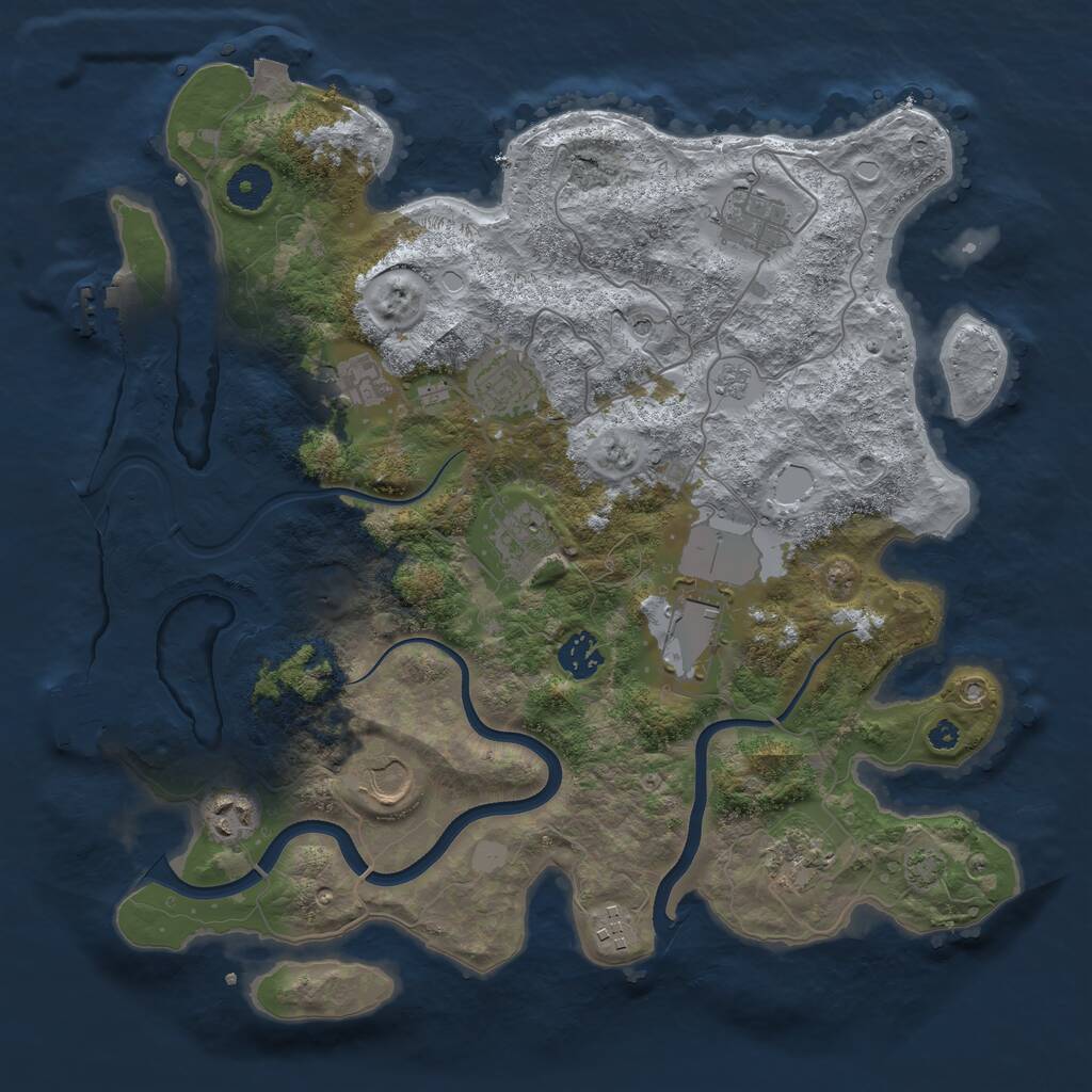 Rust Map: Procedural Map, Size: 3700, Seed: 11407699, 16 Monuments