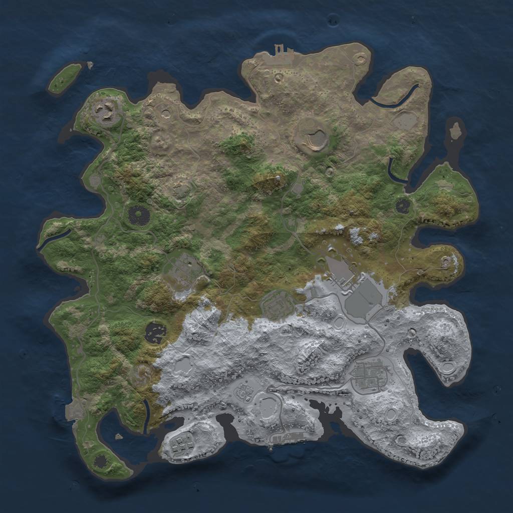 Rust Map: Procedural Map, Size: 3600, Seed: 63097096, 16 Monuments