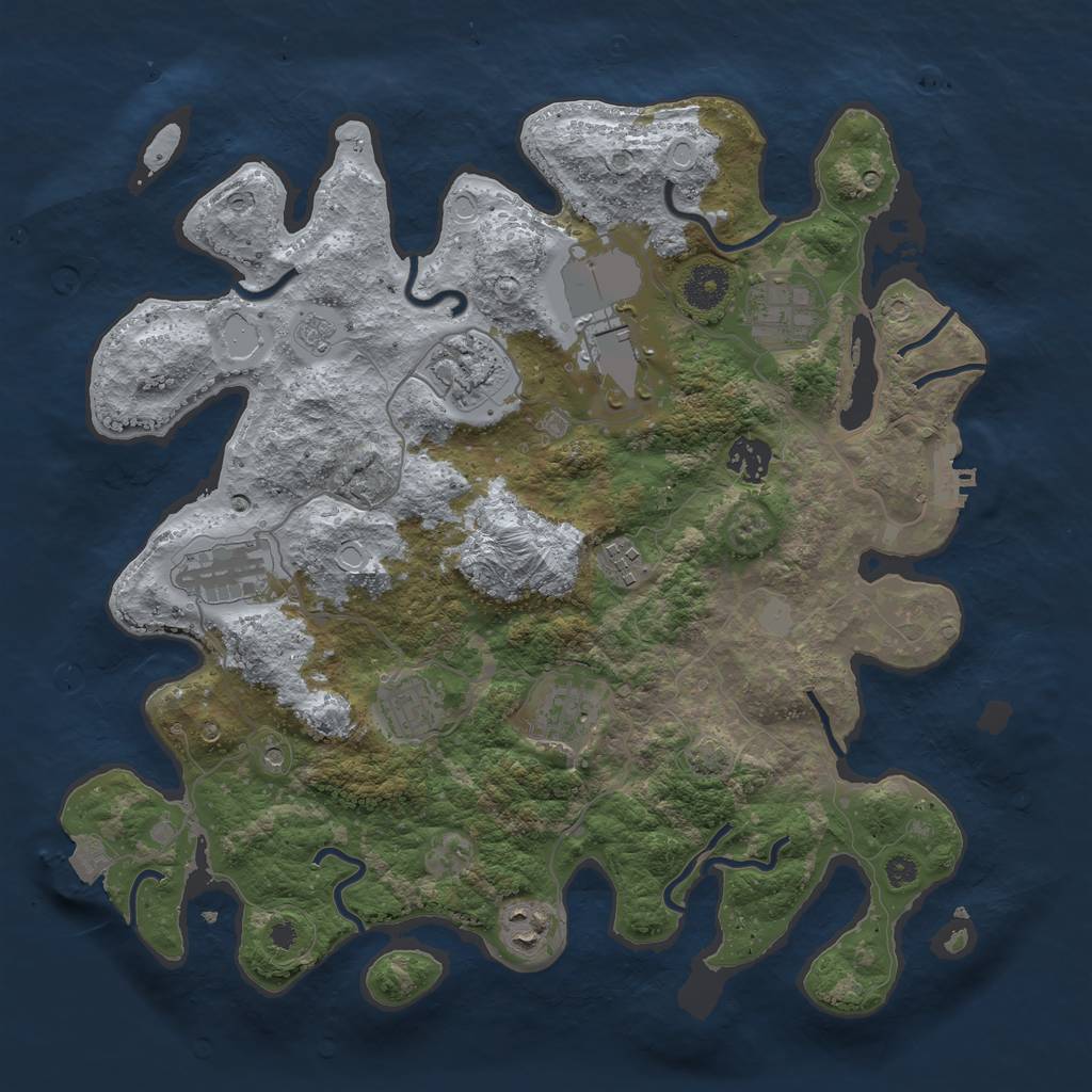 Rust Map: Procedural Map, Size: 3650, Seed: 40190833, 16 Monuments