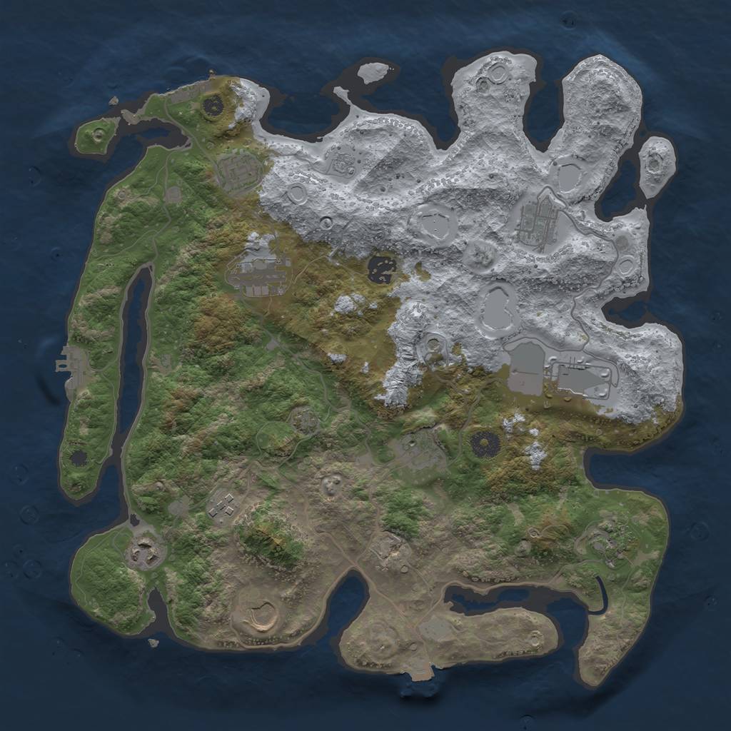 Rust Map: Procedural Map, Size: 3750, Seed: 19257219, 18 Monuments