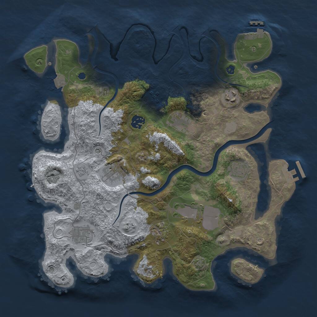 Rust Map: Procedural Map, Size: 3550, Seed: 57686632, 15 Monuments