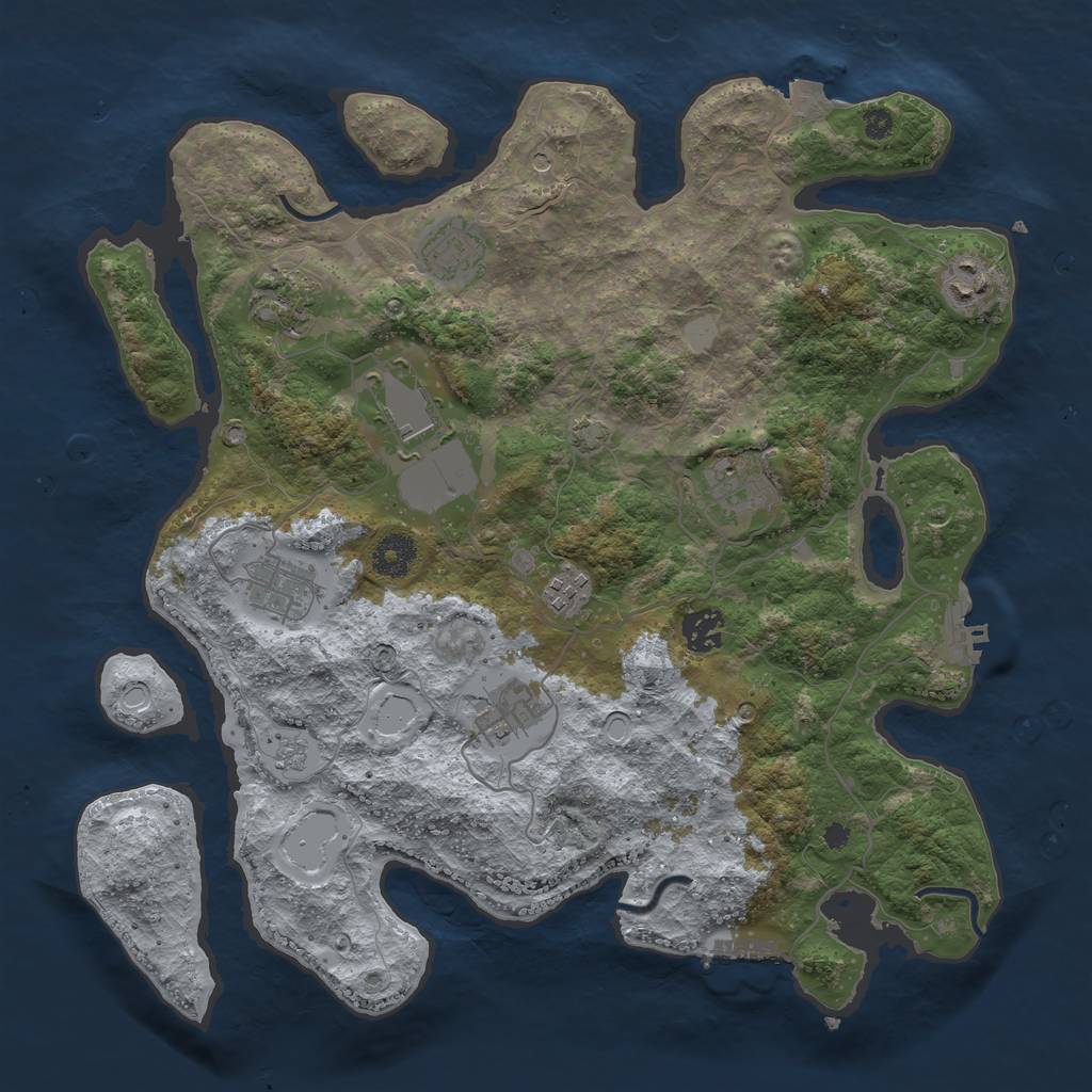 Rust Map: Procedural Map, Size: 3700, Seed: 84034387, 17 Monuments