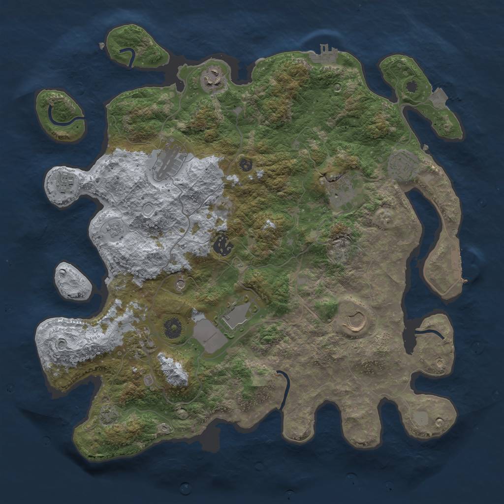 Rust Map: Procedural Map, Size: 3850, Seed: 35386627, 17 Monuments