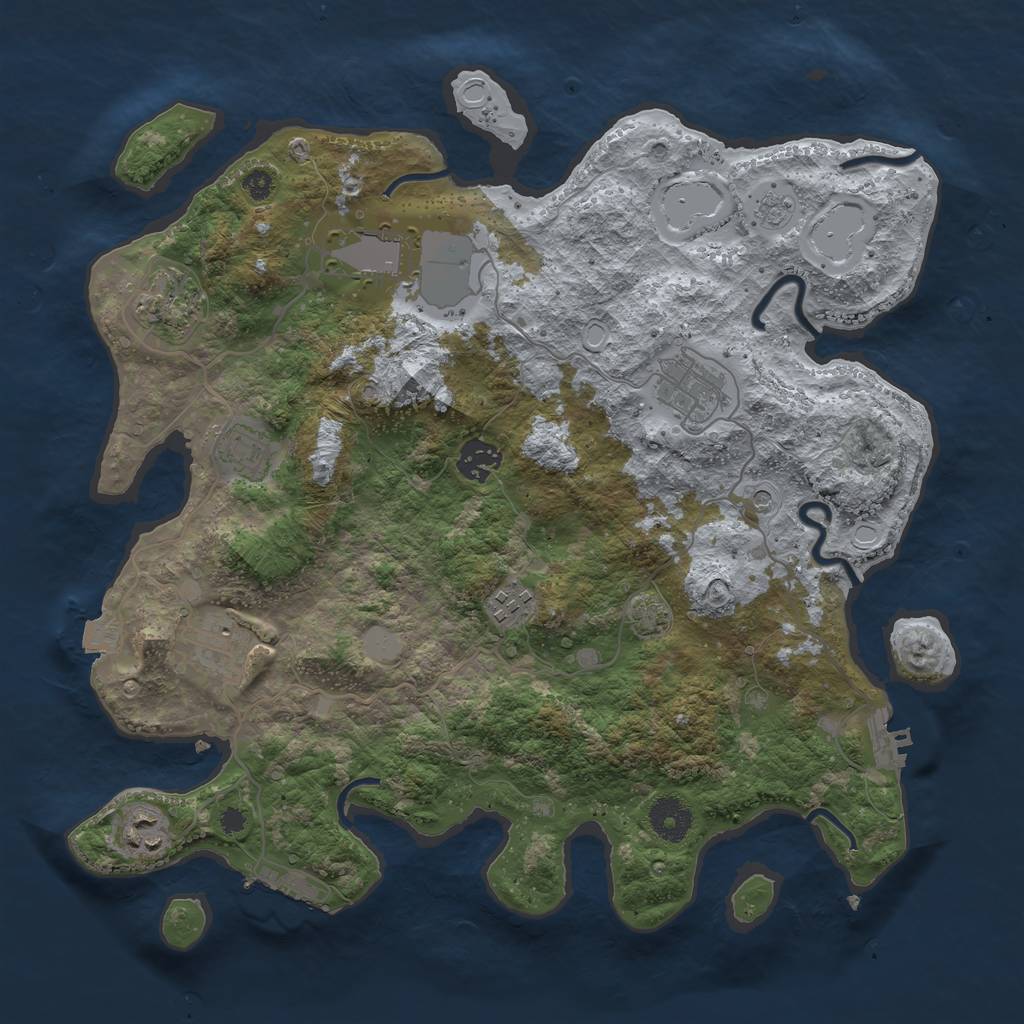 Rust Map: Procedural Map, Size: 3600, Seed: 44800796, 16 Monuments