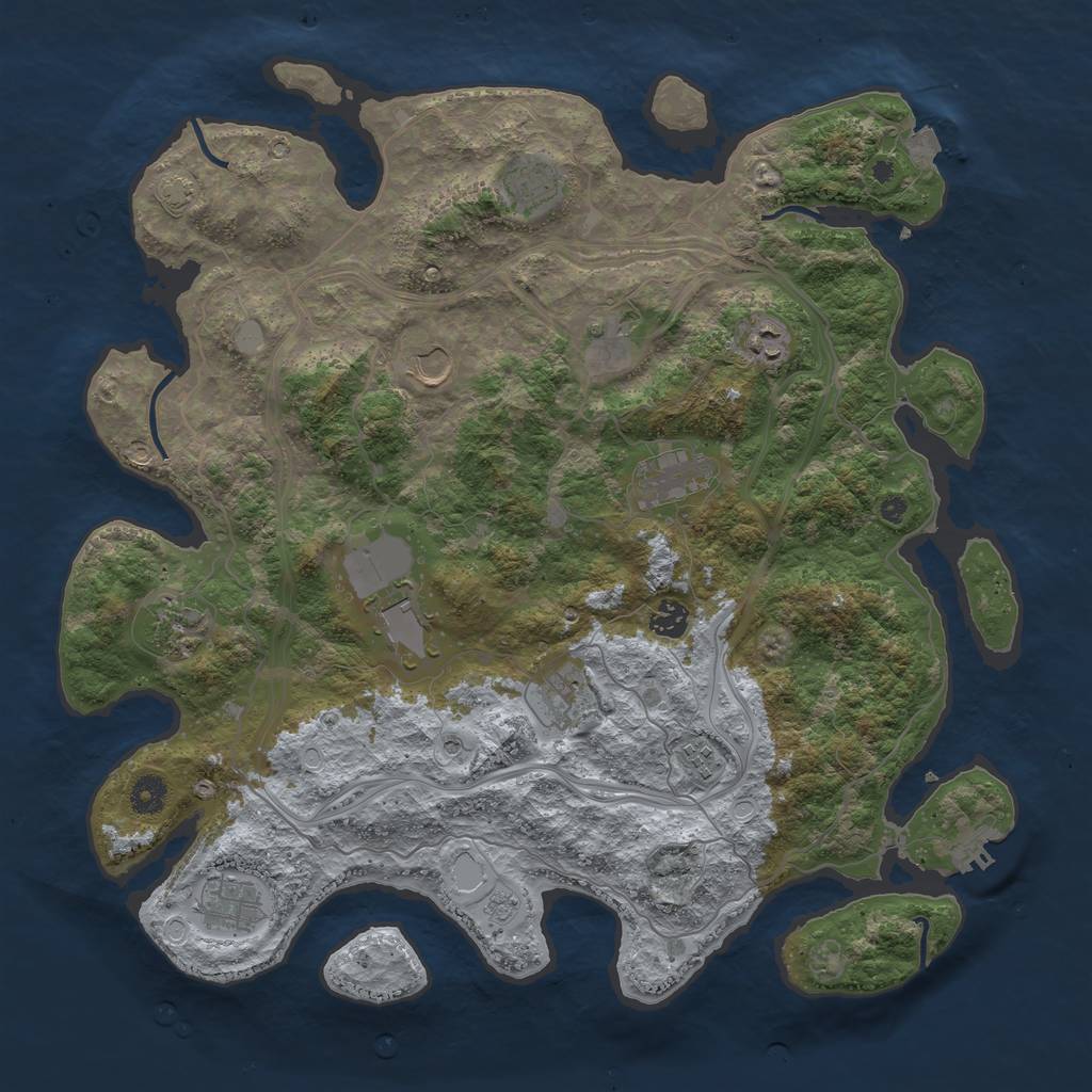 Rust Map: Procedural Map, Size: 4250, Seed: 84623554, 18 Monuments