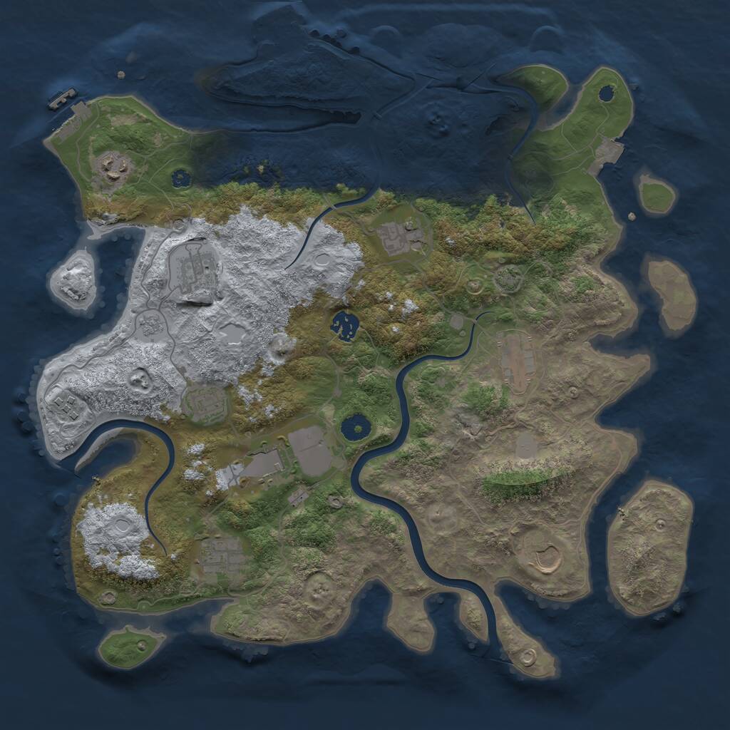 Rust Map: Procedural Map, Size: 3900, Seed: 70414543, 16 Monuments