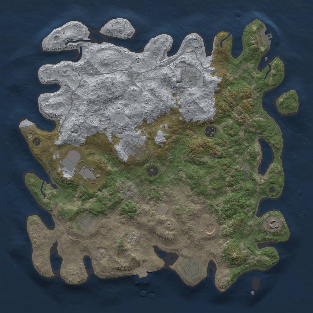 Rust Map: Procedural Map, Size: 4100, Seed: 15872185, 16 Monuments