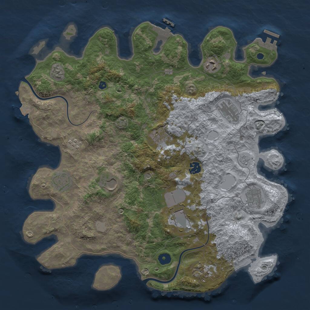 Rust Map: Procedural Map, Size: 3850, Seed: 46811553, 16 Monuments