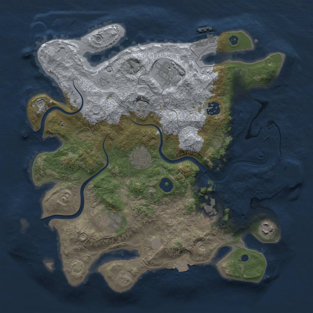 Rust Map: Procedural Map, Size: 3450, Seed: 30255154, 13 Monuments