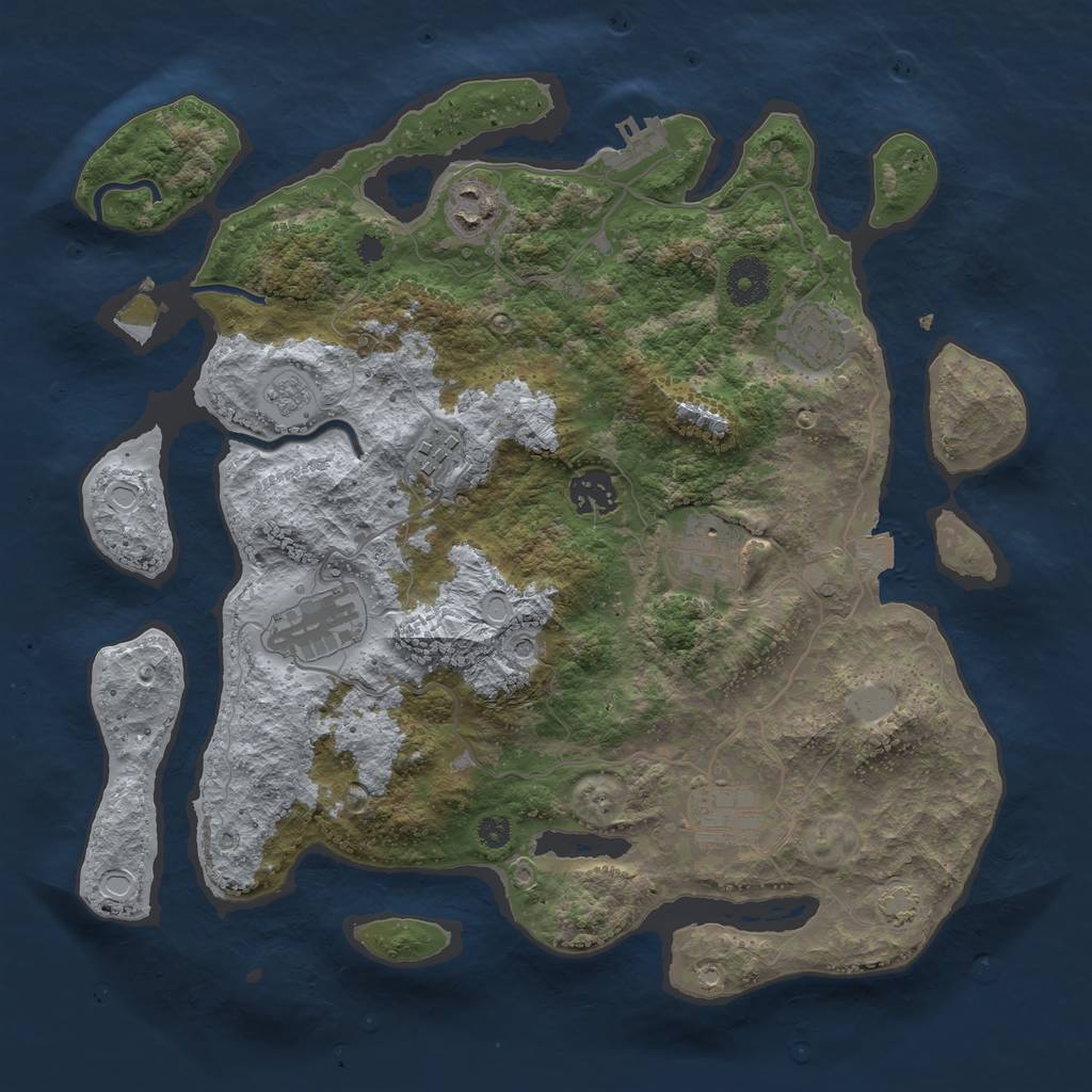 Rust Map: Procedural Map, Size: 3450, Seed: 37002001, 14 Monuments