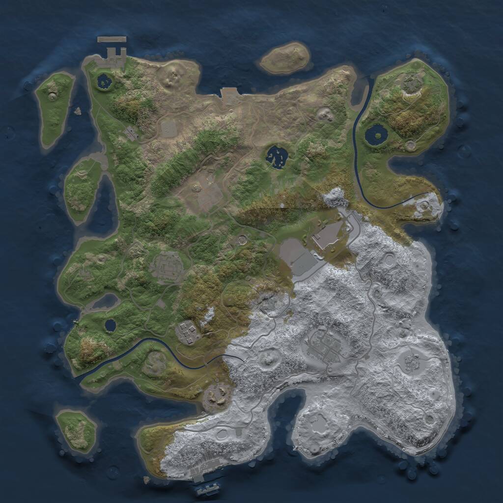 Rust Map: Procedural Map, Size: 3500, Seed: 1548541869, 13 Monuments