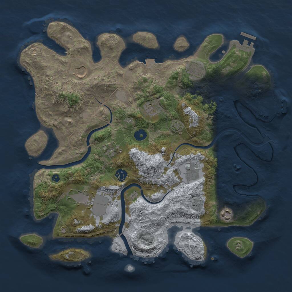 Rust Map: Procedural Map, Size: 3700, Seed: 82283400, 14 Monuments
