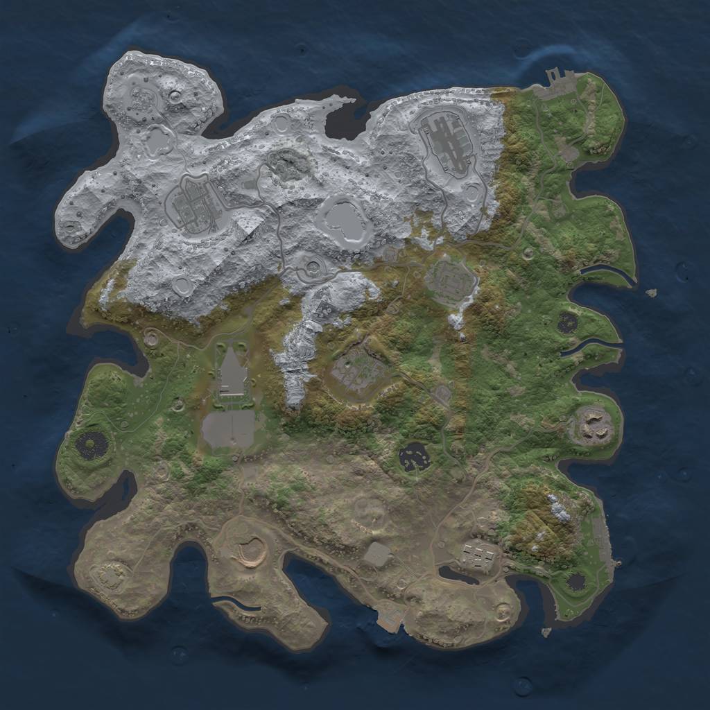 Rust Map: Procedural Map, Size: 3500, Seed: 1394150448, 17 Monuments