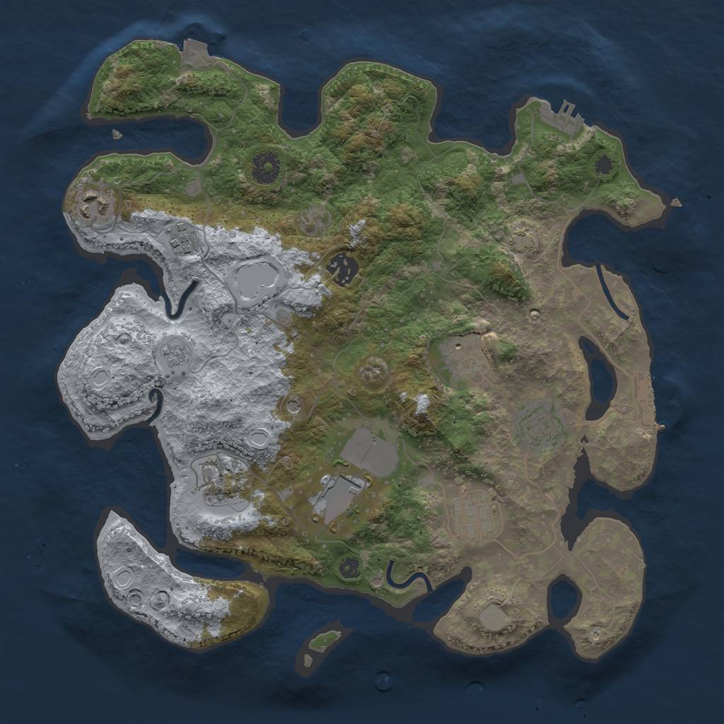 Rust Map: Procedural Map, Size: 3500, Seed: 9432845, 16 Monuments