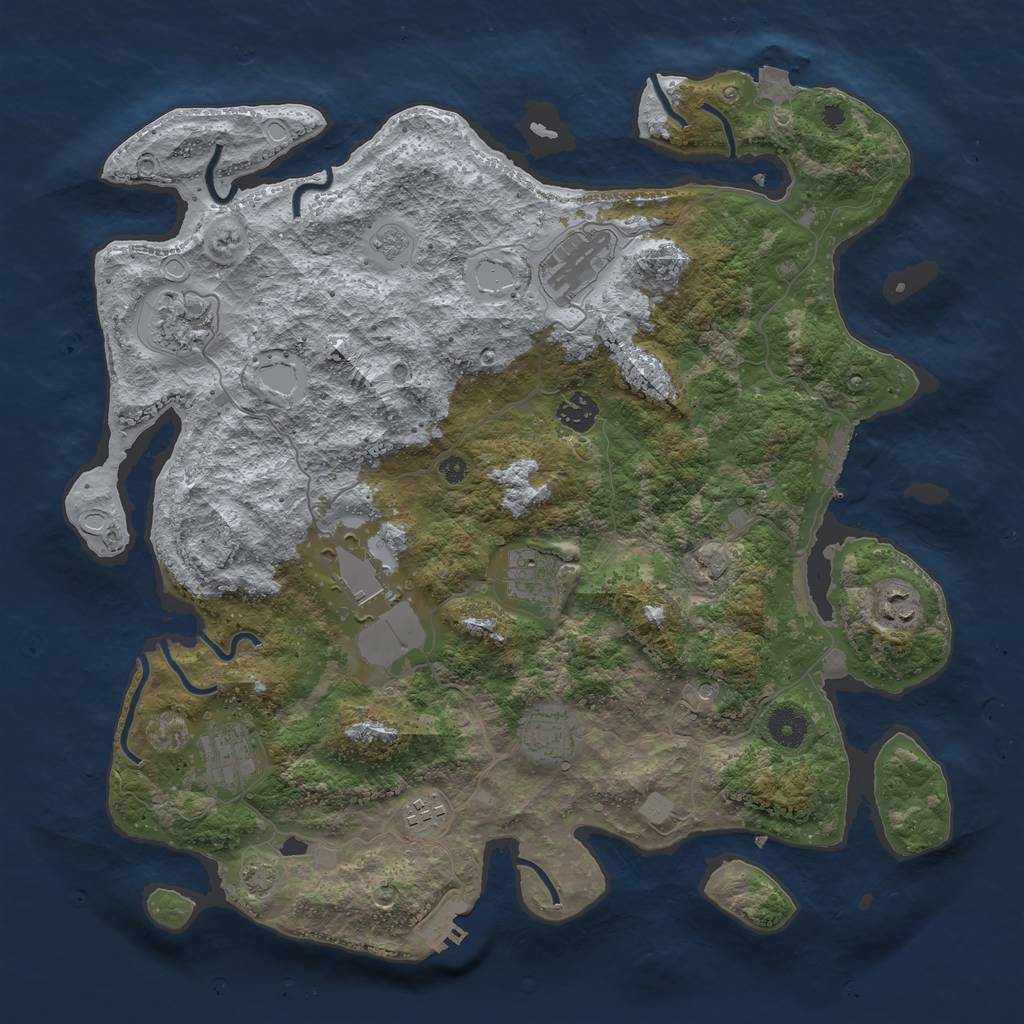 Rust Map: Procedural Map, Size: 3950, Seed: 1685688, 17 Monuments