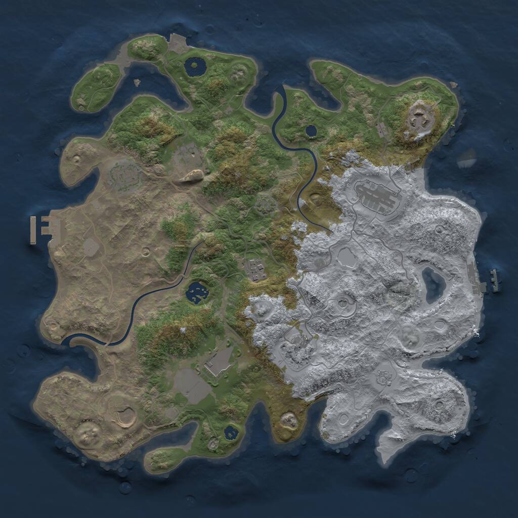 Rust Map: Procedural Map, Size: 3700, Seed: 46144987, 15 Monuments