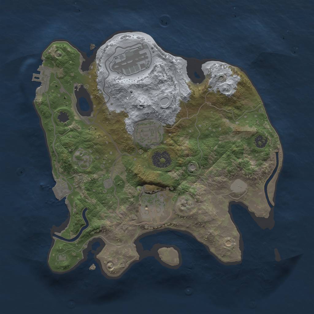 Rust Map: Procedural Map, Size: 2500, Seed: 8217509, 7 Monuments