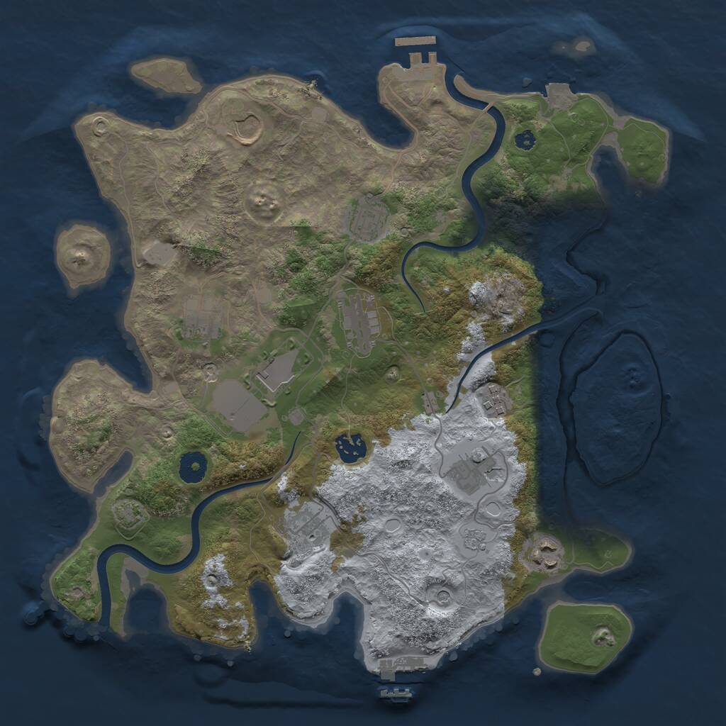 Rust Map: Procedural Map, Size: 3600, Seed: 25307965, 16 Monuments