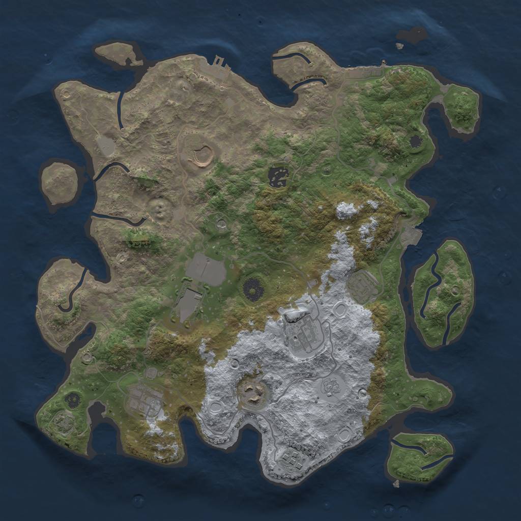 Rust Map: Procedural Map, Size: 3600, Seed: 25307965, 16 Monuments