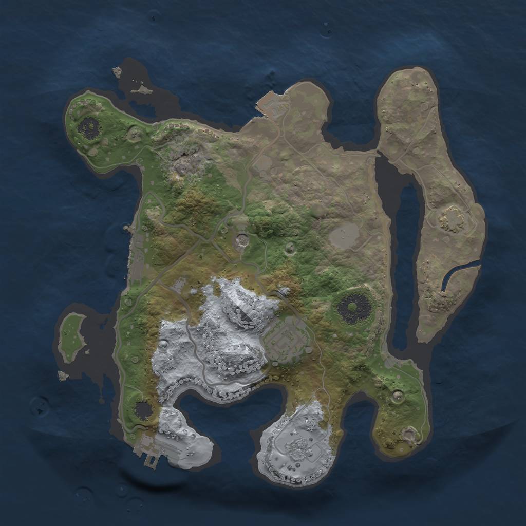 Rust Map: Procedural Map, Size: 2500, Seed: 668052527, 9 Monuments