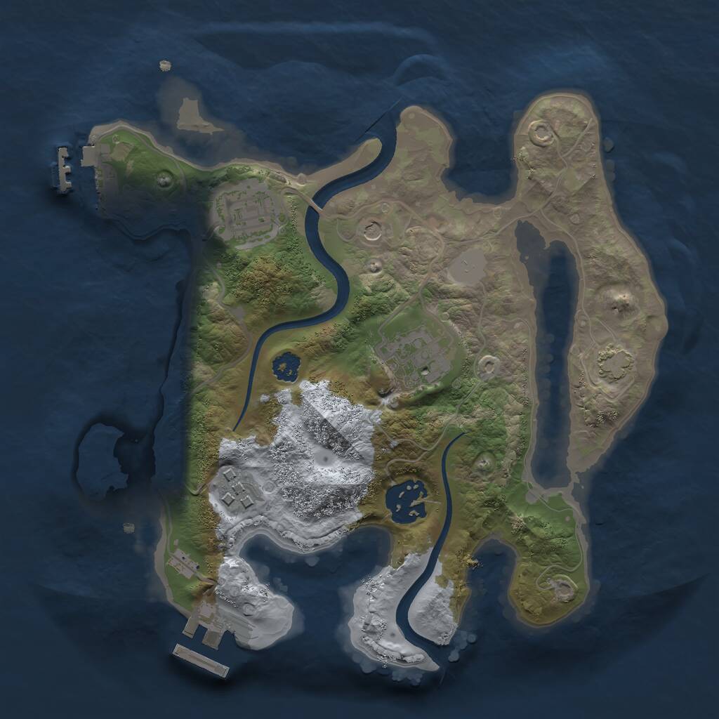 Rust Map: Procedural Map, Size: 2500, Seed: 668052527, 9 Monuments