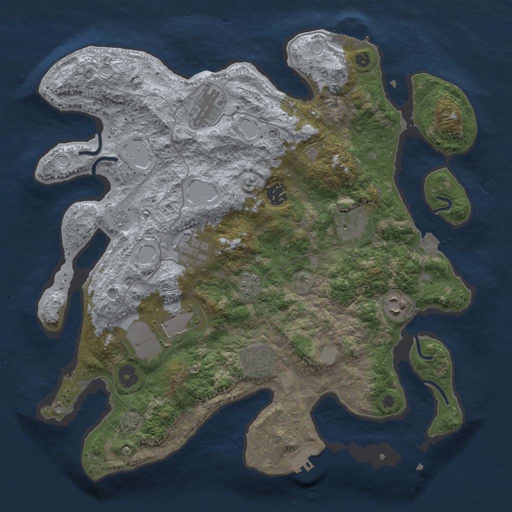 Rust Map: Procedural Map, Size: 3650, Seed: 76539660, 16 Monuments